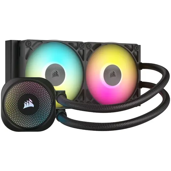 CORSAIR Cooler Procesor CORSAIR iCUE LINK TITAN 240 RX RGB AIO Liquid NEGRU, marime radiator 277mm, 2 ventilatoare ARGB, Viteza ventilatoare 300-2100 RPM