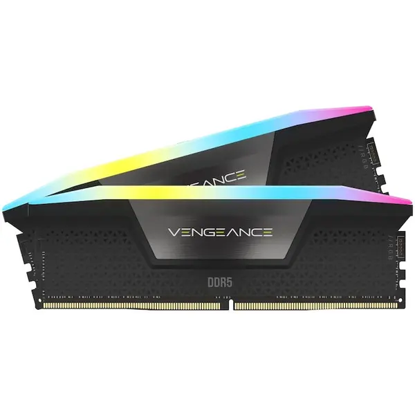 CORSAIR Memorie RAM CORSAIR VENGEANCE RGB, Capacitate 48GB - Kit 2x24GB, Tip DDR5, Frecventa 6400MHz, Latenta CL36, 1.35V, Negru