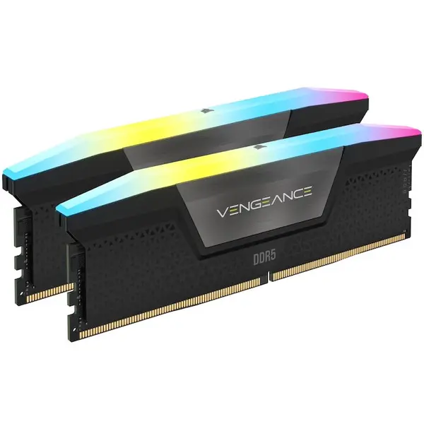 CORSAIR Memorie RAM CORSAIR VENGEANCE RGB, Capacitate 64GB - Kit 2x32GB, Tip DDR5, Frecventa 6000MHz, Latenta CL30, 1.4 V, Negru