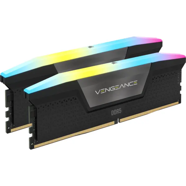 CORSAIR Memorie RAM Corsair Vengeance RGB, Tip DDR5, Capacitate 32GB, KIT 2x16GB, 6400MHz, CL32, 1.4V, AMD-Intel, Negru