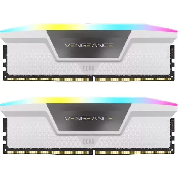 CORSAIR Memorie RAM Corsair VENGEANCE RGB, Tip DDR5, Capacitate 32 GB, KIT 2x16 GB, 6000MHz, CL36, 1.4V, Alb