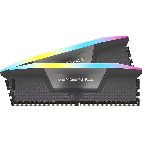 CORSAIR Memorie RAM Kit Dual Corsair Vengeance RGB, 16GB (2x8GB) DDR5, 5200 MHz, Gri