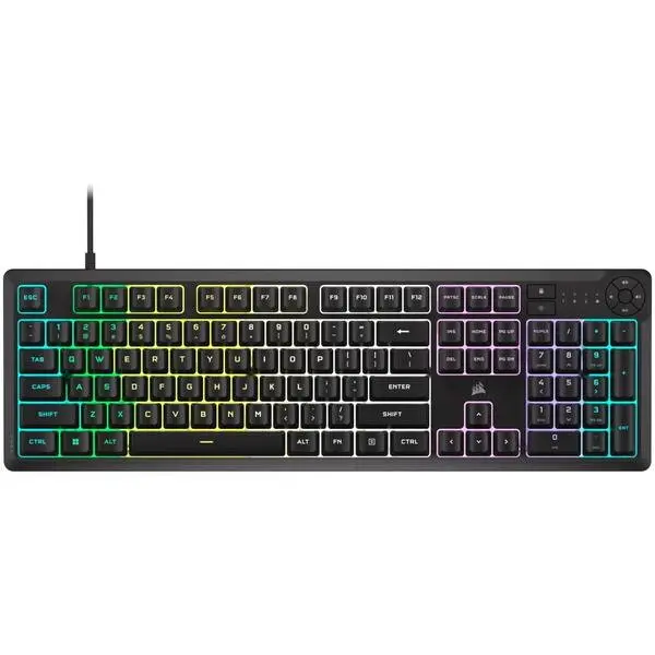 CORSAIR Tastatura gaming Corsair K55 CORE iCUE, rubberdome, ten-zone RGB, four dedicated media keys, responsive switches, 300ml spill resistance, Negru