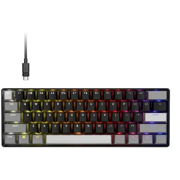 CORSAIR Tastatura mecanica gaming Corsair Clipper Pro Mini 60, MGX Hyperdrive Core Hall Effect Switches, compatibila PC/MAC/PS/XBOX, 8K hyper-polling, IP57-rated, Negru