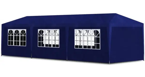 Cort albastru pentru petreceri, 8 pereti, 9 x 3 x 2,5 m