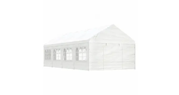 Cort de evenimente cu acoperis, Alb 8,92x4,08x3,22 m Polietilenă