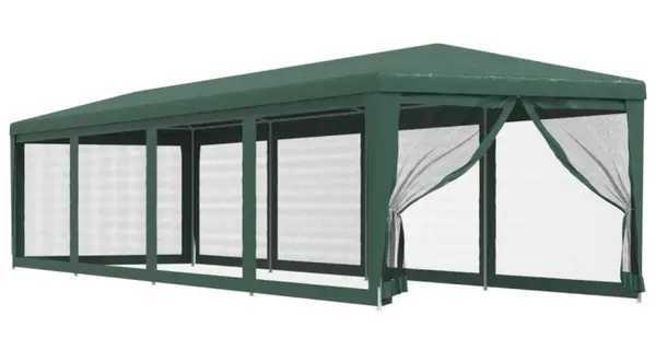 Cort de petrecere cu 10 pereti din plasa, verde, 3x12 m, hdpe