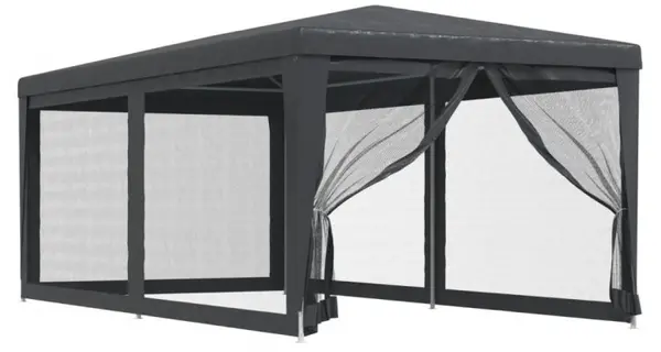 Cort de petrecere cu 6 pereti din plasa, antracit, 3x6 m, hdpe
