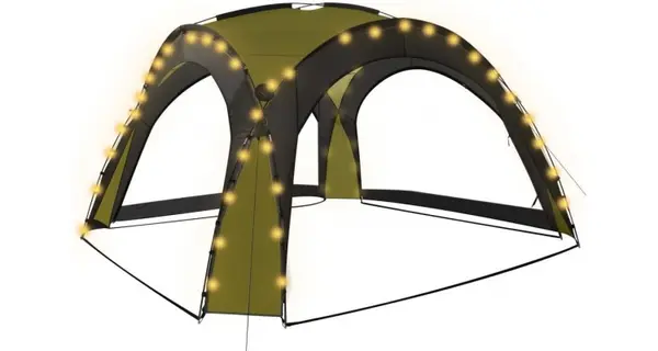Cort de petrecere cu LED si 4 pereti, verde, 3,6 x 3,6 x 2,3 m