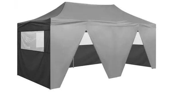 Cort de petrecere pliabil cu 4 pereti, antracit, 3 x 6 m, otel