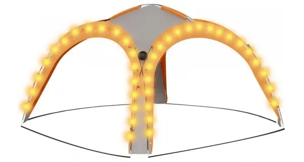 Cort petrecere cu LED, 4 pereti, gri si portocaliu, 3,6x3,6x2,3 m