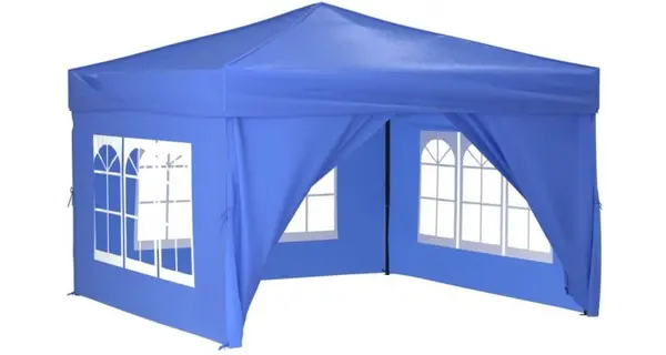 Cort pliabil pentru evenimente, 3x3m, albastru, cu pereti laterali