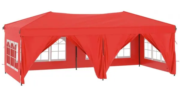Cort pliabil pentru petrecere, pereti laterali, rosu, 3x6 m
