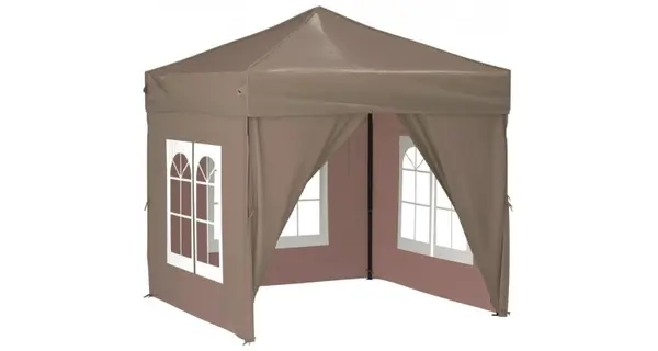 Cort pliabil pentru petrecere, pereti laterali, taupe, 2x2 m