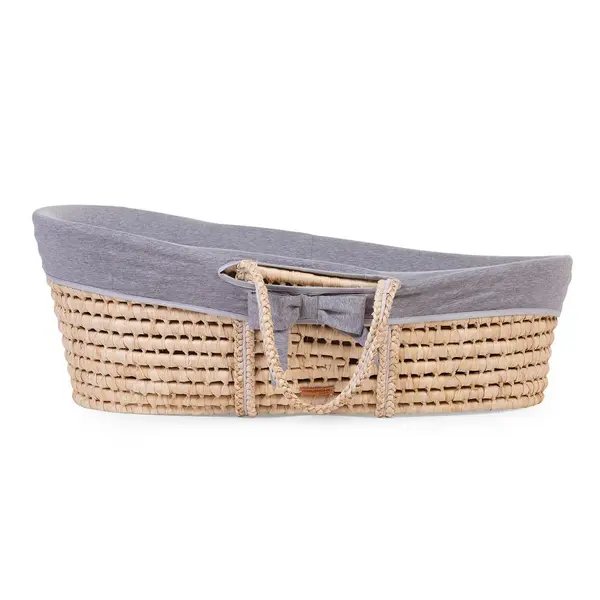 Cos bebe Childhome Moise Gri din coji de porumb cu saltea husa jerse detasabila si lavabila, usor de transportat, dimensiuni 84 x 47 x 29 cm