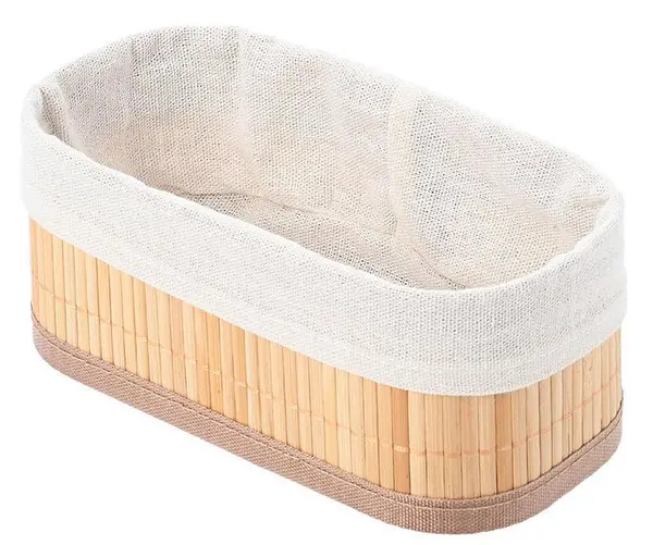 Coș de accesorii Estia - Bamboo Essentials, 19.5 x 10 х 8 cm, bej