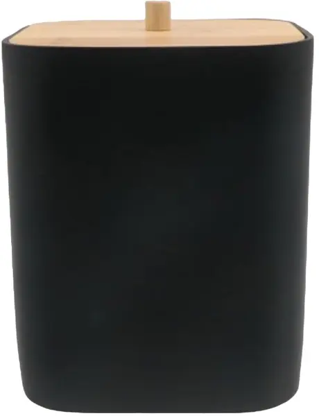 Coș de baie Inter Ceramic - Ninel, 20 x 28 cm, negru/bambus