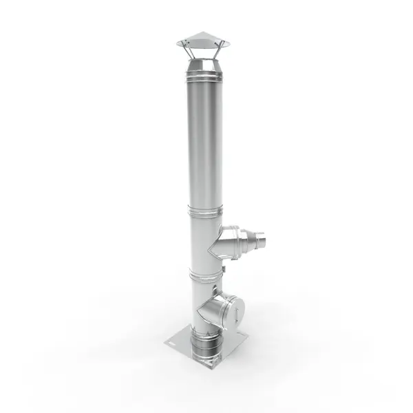 Cos de fum inox, Fornello dublu perete inox-inox, izolatie din vata bazaltica 40 mm, inaltime 5 metri, diametru interior 120 mm, pentru centrale pe lemn, carbune si peleti, complet pentru montaj