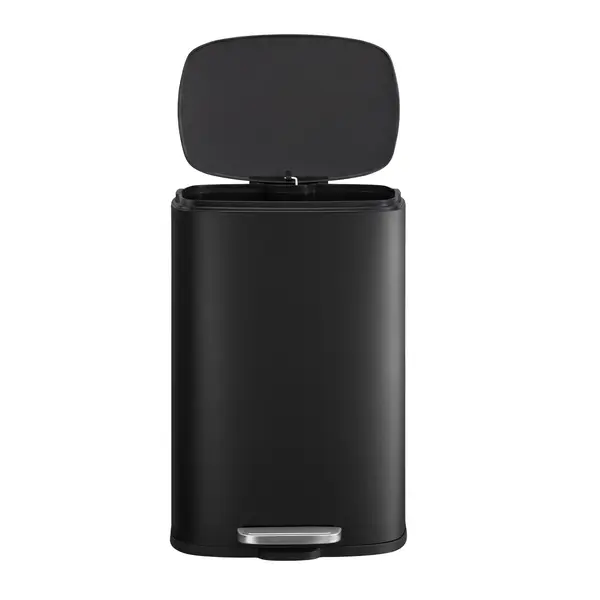 Cos de gunoi cu pedala, Plushic, Songmics, Negru, 42.5x31.8x65.7 cm