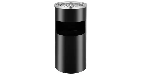 Cos de gunoi de perete cu scrumiera, negru, otel, 26 l