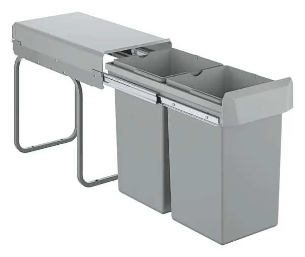Cos de gunoi Grohe Home 40855000, incastrat, 255 x 450 mm, 2 zone, 30 l, ABS telescopic, Gri