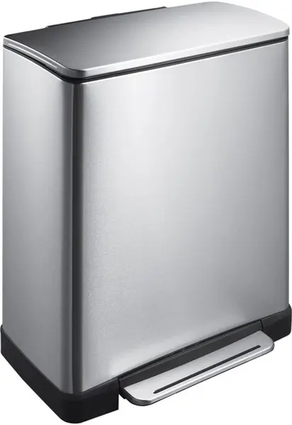 Coș de gunoi pentru colectarea selectivă EKO Europe - E-Cube, 28 + 18 L, crom-mat