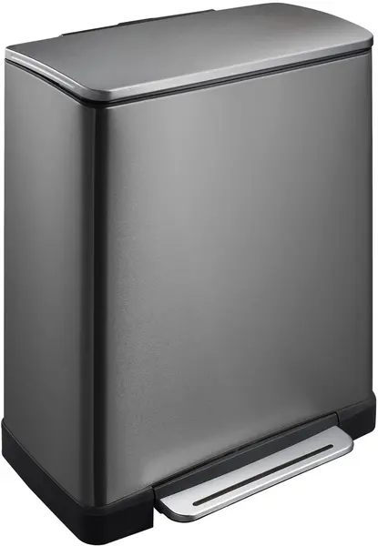 Coș de gunoi pentru colectarea selectivă EKO Europe - E-Cube, 28 + 18 L, grafit-inox