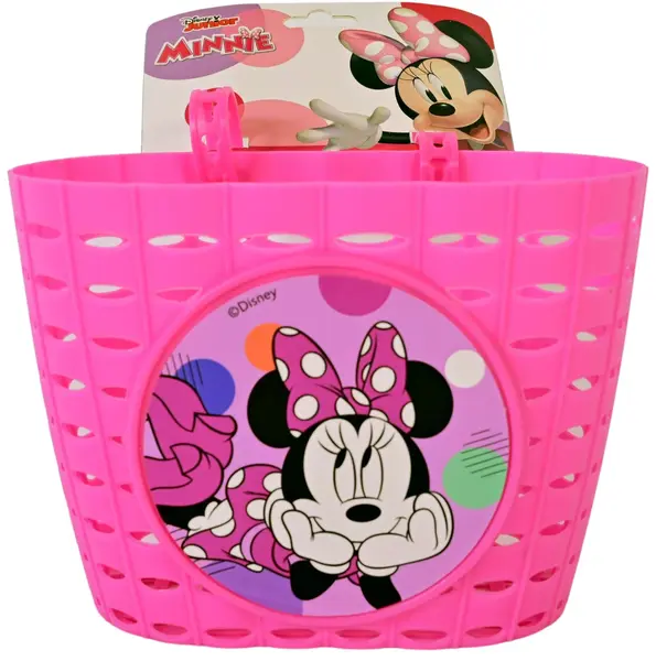 Cos de plastic pentru biciclete, model Minnie Mouse, culoare roz