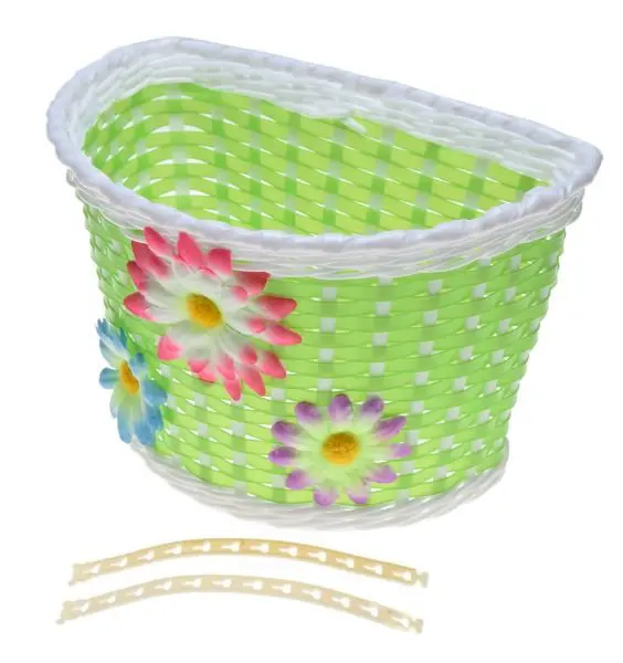 Cos fata biciclete copii, plastic, culoare verde