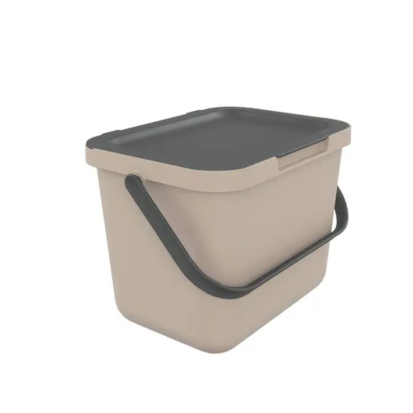 Cos gunoi reciclare stivuibil PAA-home 6L pentru sortare deseuri sau compost culoare crem inchis