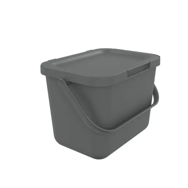 Cos gunoi reciclare stivuibil PAA-home 6L pentru sortare deseuri sau compost culoare gri