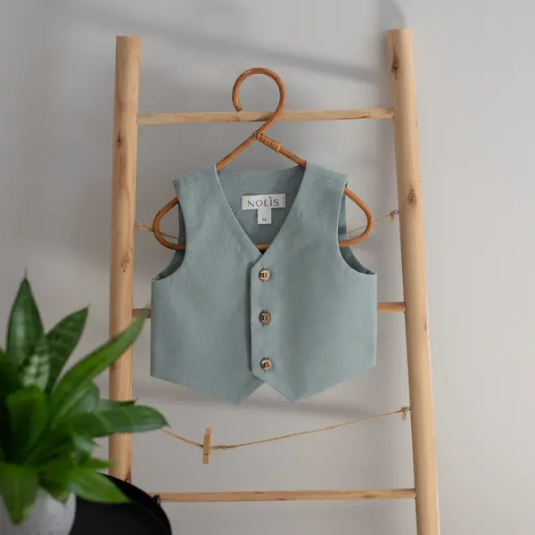 Costum Botez Baieti Verde Vesta Cu Pantaloni - 68
