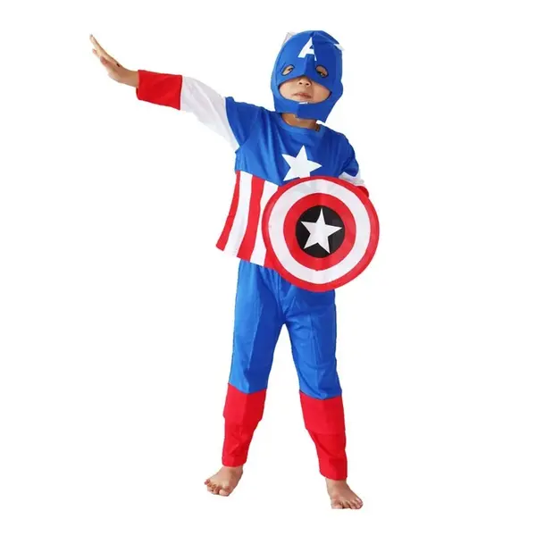 Costum Captain America pentru copii, albastru, 100-110 cm, 3-5 ani