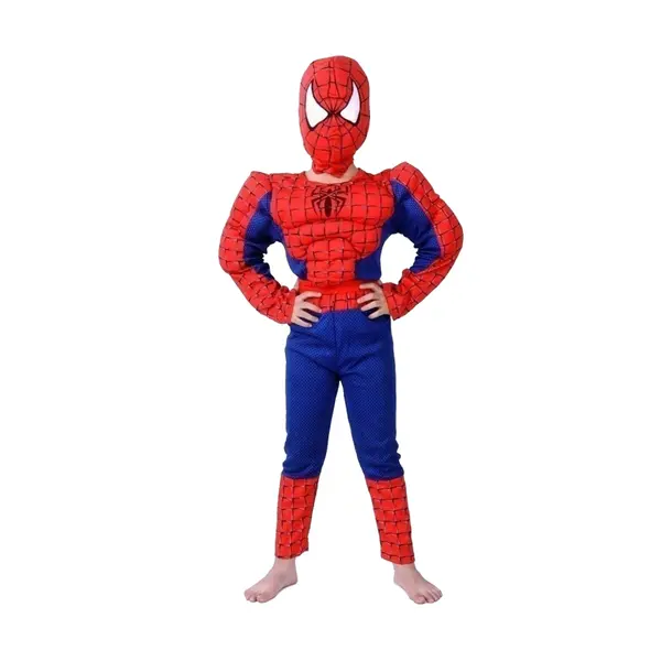 Costum Clasic Spiderman cu muschi DEPOX , 8 ani, poliester, rosu