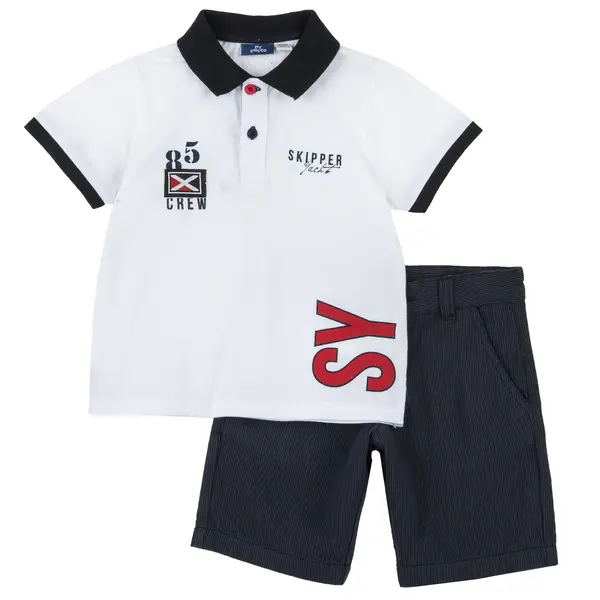 Costum copii Chicco, tricou si pantaloni, alb 2, 75567-64MC