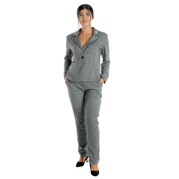 Costum dama DI23COS26 gri/negru, Dress to Impress | marimea 40