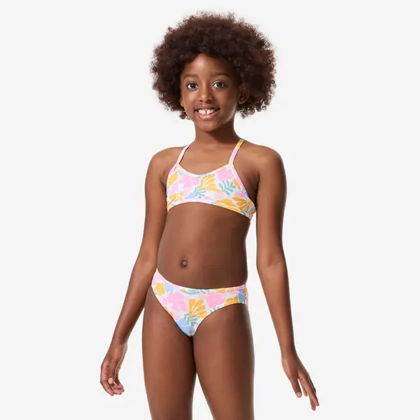 Costum de baie 2 piese surf bretele încrucișate Boni Vahine Alb Fete