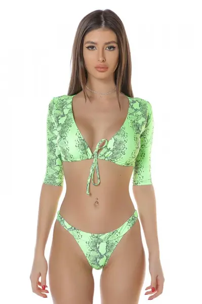 Costum de baie doua piese Milana green snake
