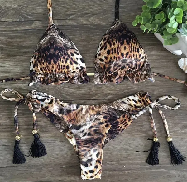 Costum de baie doua piese Sara Leopard