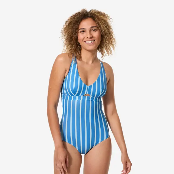 Costum de baie întreg cu dungi surf Agatha Capri Albastru și alb Damă