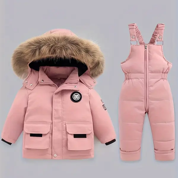 Costum de iarnă pentru băieți și fete pentru schi - roz / 2ani