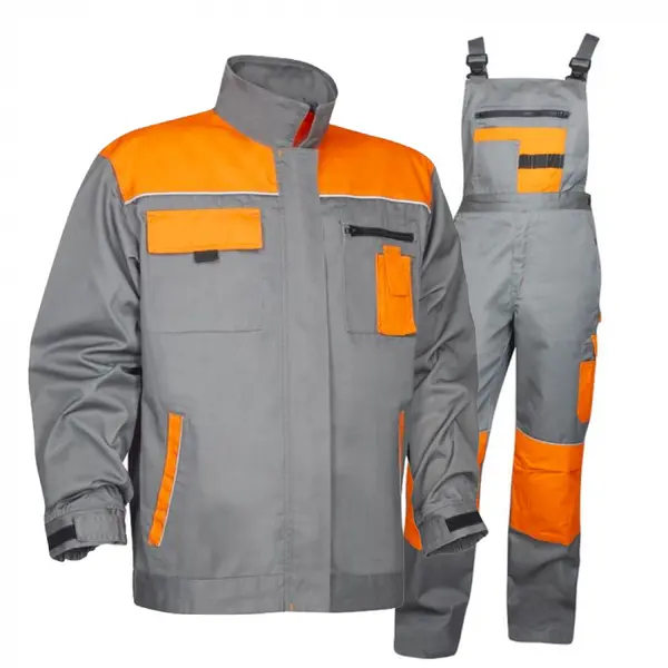 Costum de lucru gri-portocaliu cu pantaloni cu pieptar, Ardon 2STRONG 66, 62, GRI-PORTOCALIU