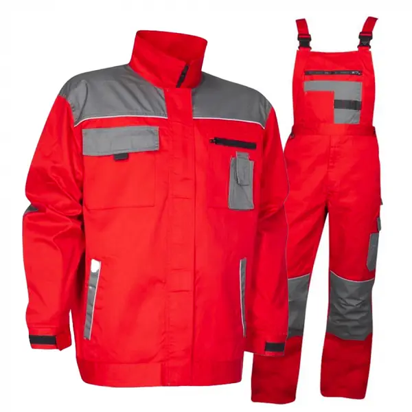 Costum de lucru rosu cu pantaloni cu pieptar, Ardon 2STRONG 58, 50, ROȘU