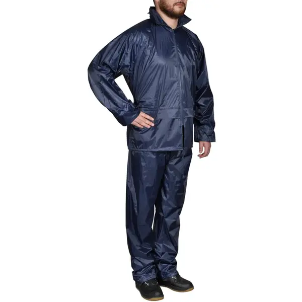 Costum de ploaie, 2 piese, albastru bleumarin, cu gluga, xl