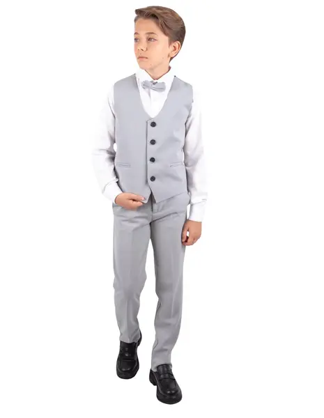 Costum elgant 4 piese EliteClass gri deschis