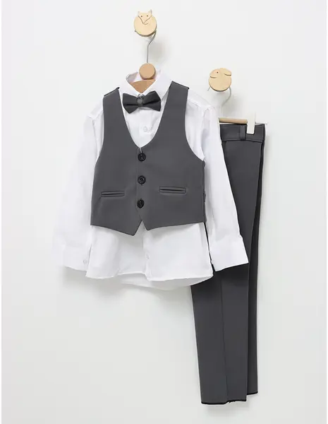 Costum elgant 4 piese EliteClass gri inchis