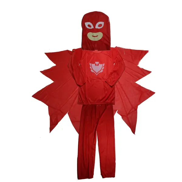 Costum Eroi in Pijamale, PJ Masks, pentru copii, Bufnita Amaya, rosu, 3-5 ani, 100-110 cm