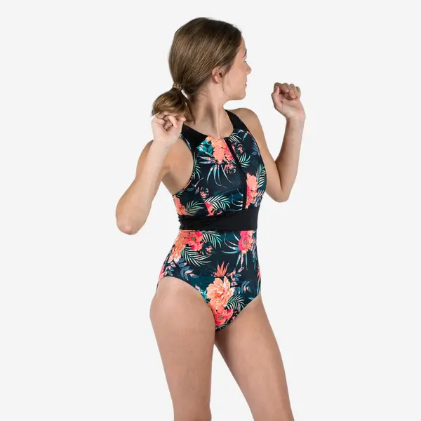 Costum întreg surf spate Y fermoar față 900 Calysta Negru și auriu Fete