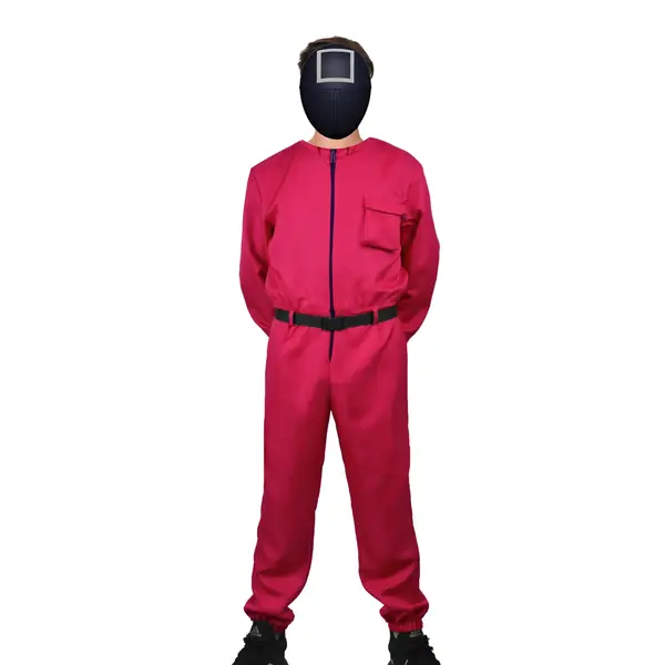 Costum pentru adulti DEPOX , Jocul Calamarului, marimea S, rosu, centura inclusa