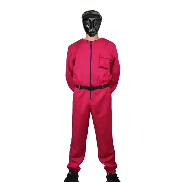 Costum pentru adulti, Jocul Calamarului, model Lider, marimea S, rosu, centura inclusa